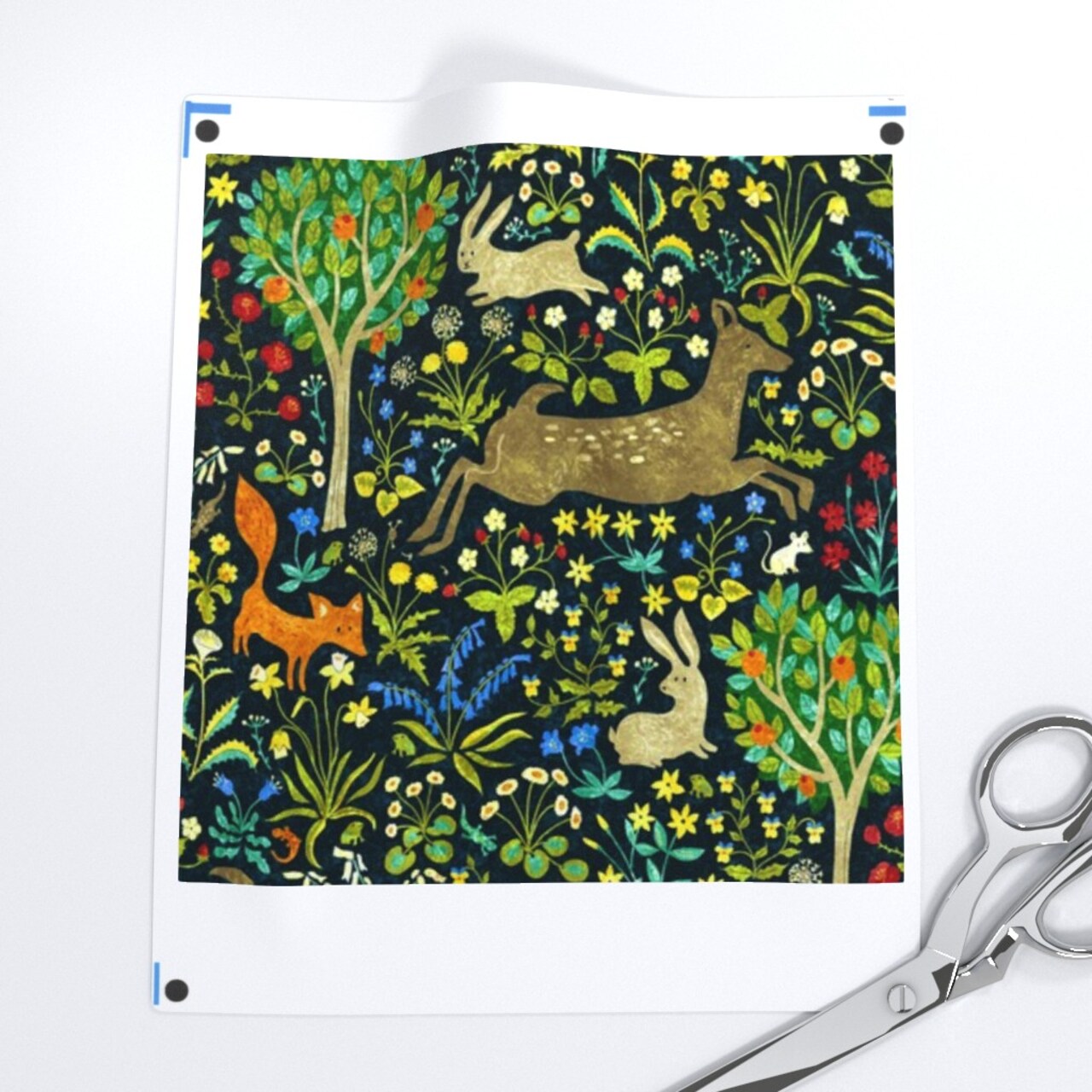 Medieval Animals Vintage Look Woodland Deer Fox Forest Wildflowers Custom Pre-pasted Wallpaper by Spoonflower Pre-Pasted Wallpaper 2FT Wide